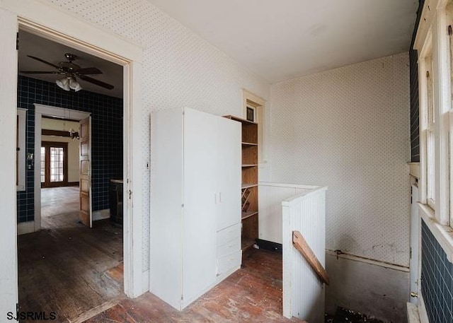 interior space with dark wood-type flooring