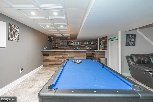 playroom featuring bar and pool table