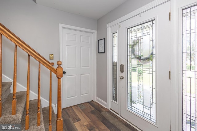 foyer featuring dark wood-type flooring