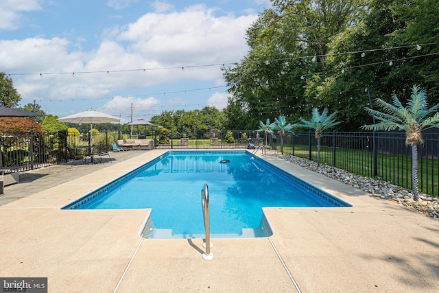 view of swimming pool with a patio