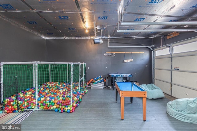 interior space with a garage door opener