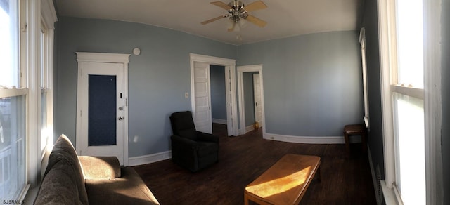 211 Abbey Ln, Pleasantville, NJ 08232 - living room with dark wood-type flooring and ceiling fan