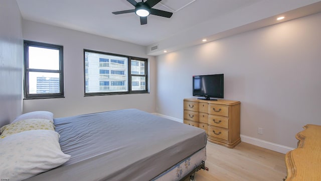 3101 Boardwalk Unit 1512-2, Chelsea Heights, NJ 08401 - bedroom with light hardwood / wood-style floors and ceiling fan
