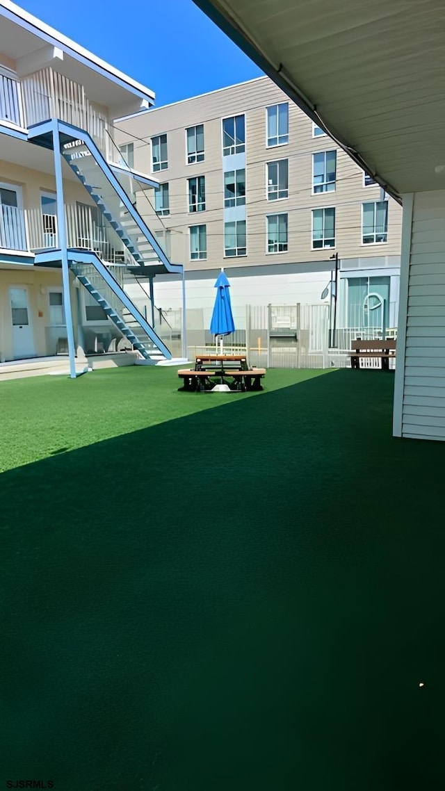 exterior space with a lawn