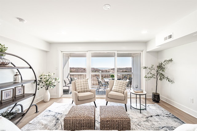 living room featuring light hardwood / wood-style floors