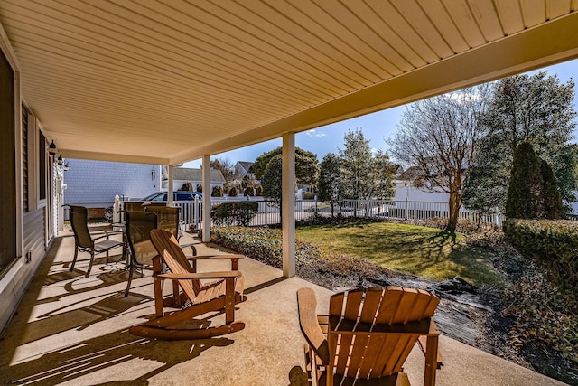 view of patio featuring a fenced backyard