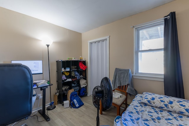 bedroom featuring light hardwood / wood-style flooring