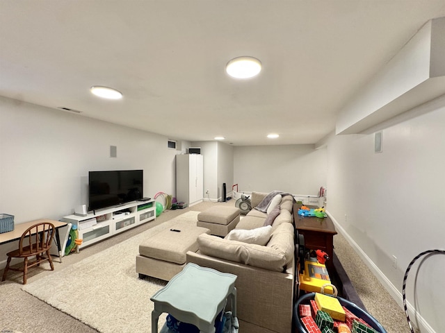 living room with carpet floors