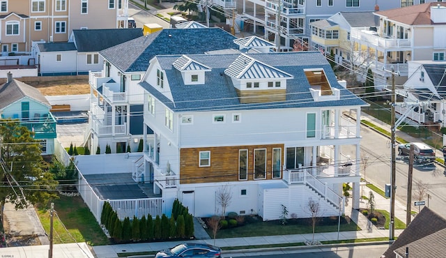 aerial view with a residential view