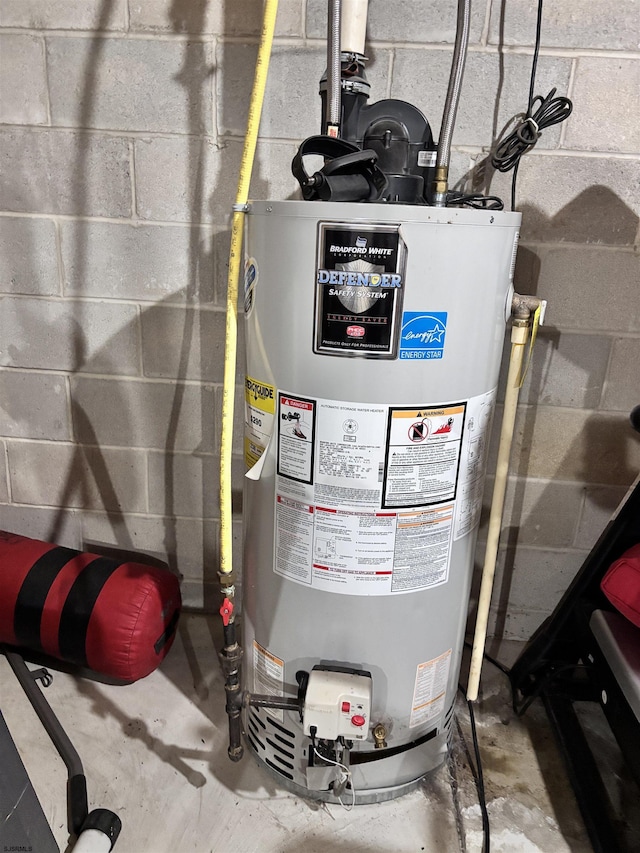 utility room with water heater