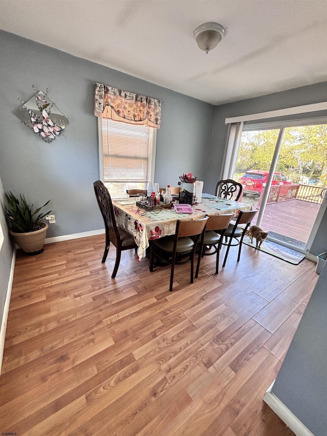 dining room featuring baseboards and wood finished floors