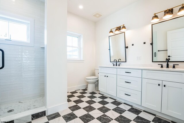 22 Roosevelt, Ocean City, NJ 08226 - bathroom with double vanity, toilet, a stall shower, a sink, and baseboards