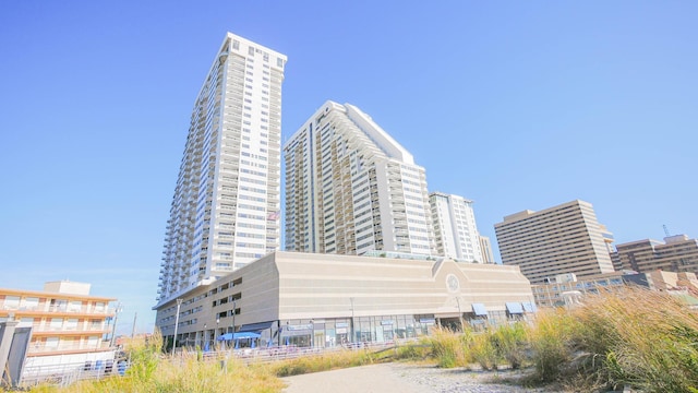 view of building exterior featuring a city view