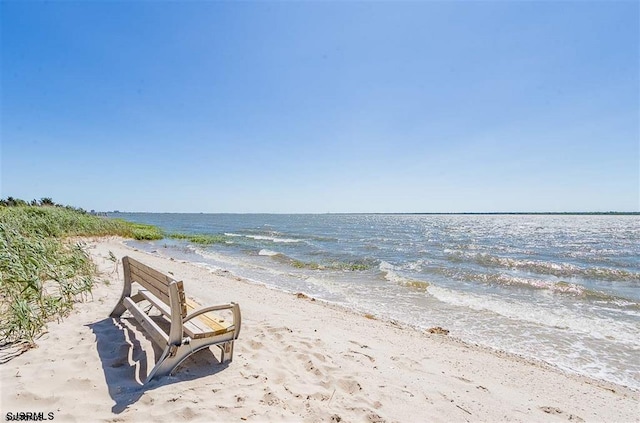 view of water feature with a view of the beach