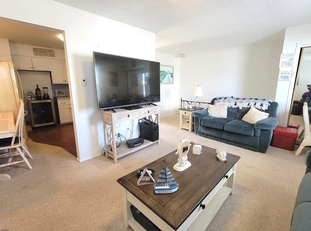 living room featuring carpet floors