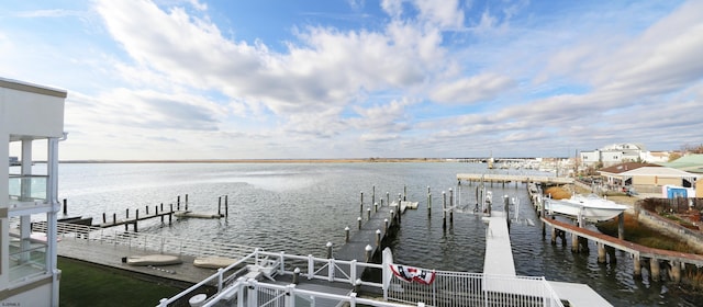 view of dock featuring a water view