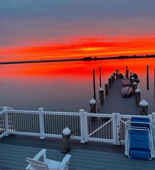 view of dock featuring a water view