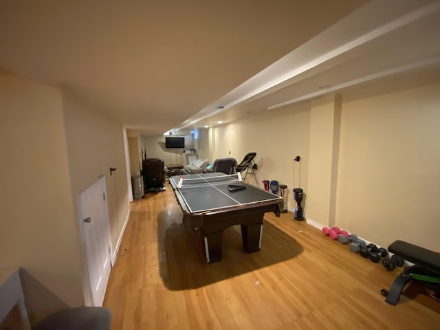 playroom featuring wood finished floors