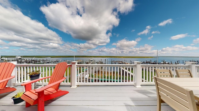 deck with a water view