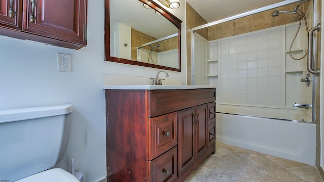 full bathroom with tile patterned flooring, vanity, toilet, and shower / bathtub combination