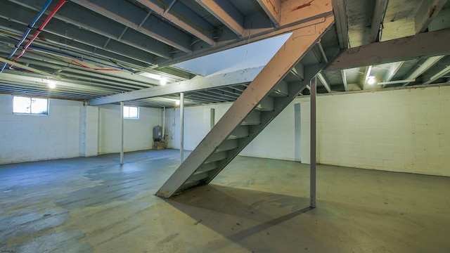 below grade area featuring stairs