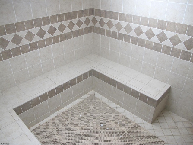 bathroom with tile patterned flooring