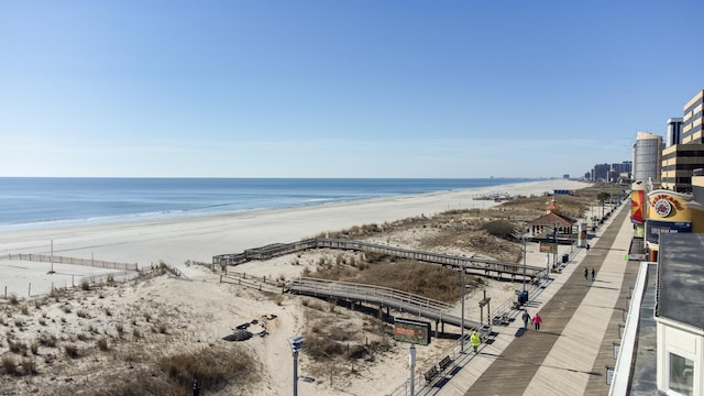 view of water feature with a view of the beach