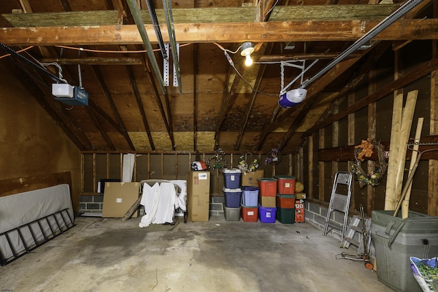 garage with a garage door opener