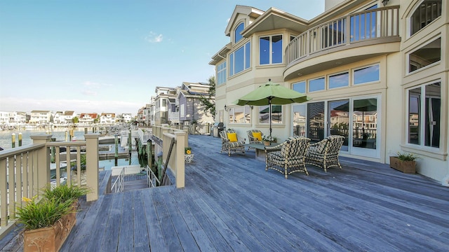 deck with a residential view