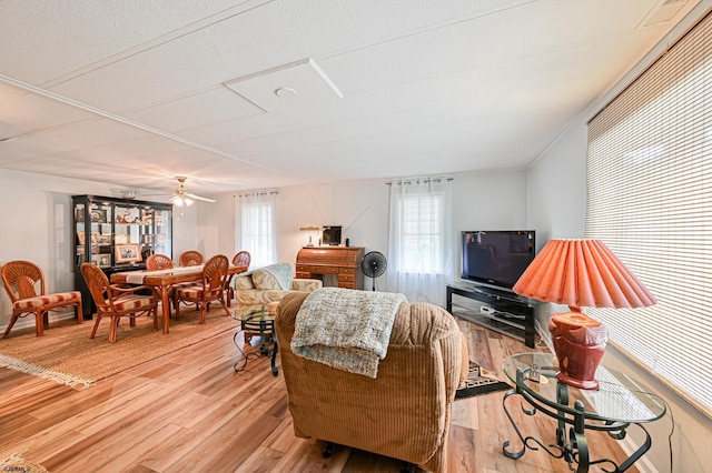 living room with wood finished floors