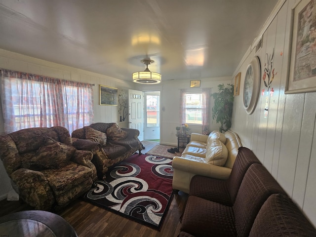 living area with wood finished floors