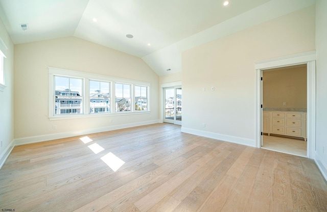 4 Grenada Ln, Ocean City, NJ 08226 - spare room with lofted ceiling, recessed lighting, visible vents, light wood-style flooring, and baseboards