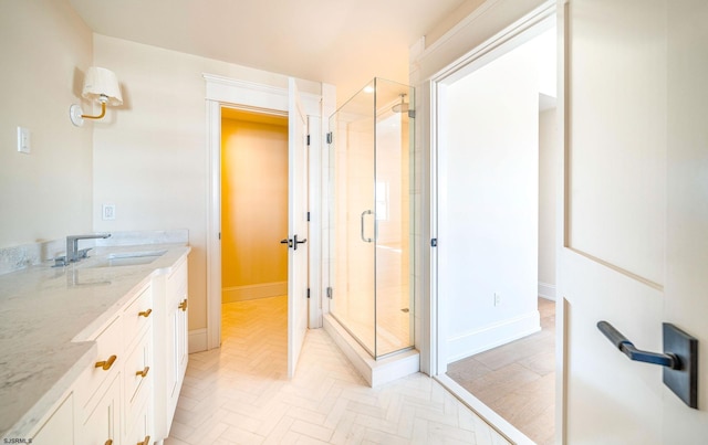 4 Grenada Ln, Ocean City, NJ 08226 - full bathroom featuring a shower stall, vanity, and baseboards