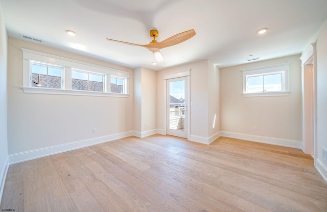 4 Grenada Ln, Ocean City, NJ 08226 - spare room with baseboards, ceiling fan, visible vents, and light wood-style floors