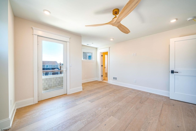 4 Grenada Ln, Ocean City, NJ 08226 - empty room featuring light wood-style flooring, recessed lighting, visible vents, baseboards, and a ceiling fan