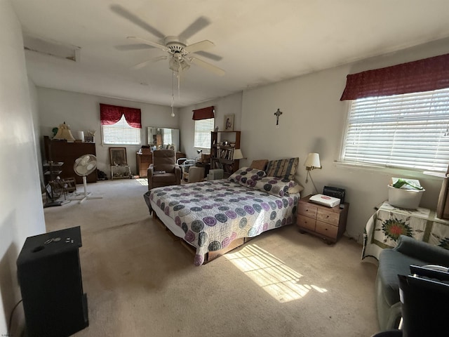 bedroom featuring carpet floors and a ceiling fan