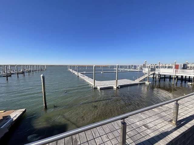 view of dock featuring a water view