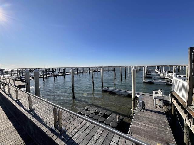 dock area featuring a water view