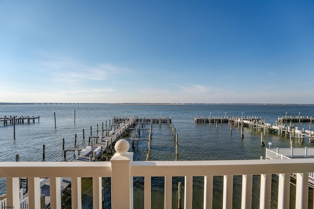 view of water feature featuring a dock