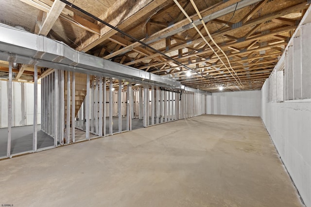 view of unfinished basement