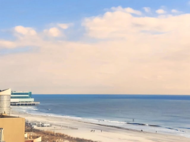 property view of water featuring a view of the beach