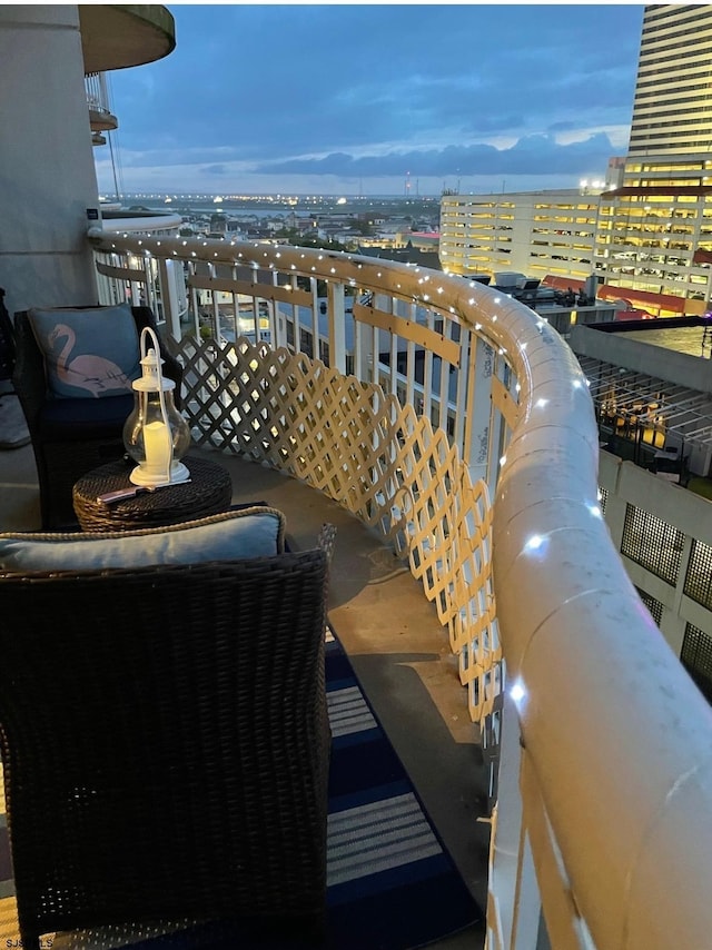 balcony with a view of city