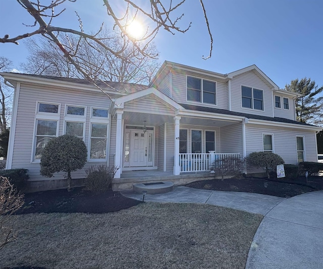 view of front of property with covered porch