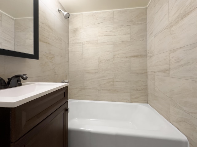 full bathroom with shower / tub combination and vanity