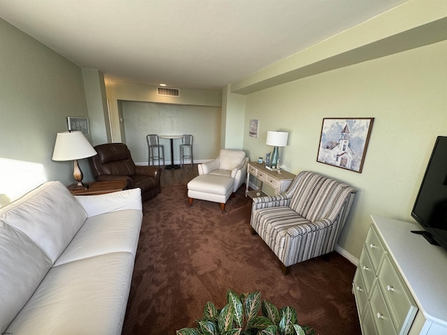 carpeted living room with visible vents