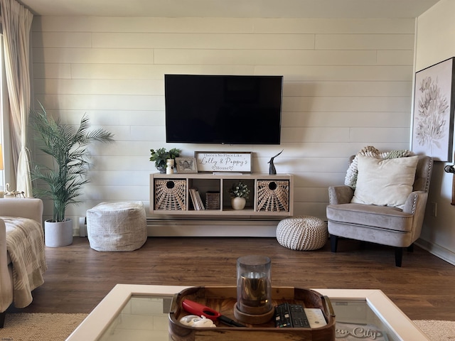 living area with wood finished floors