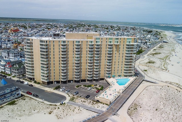 birds eye view of property with a city view