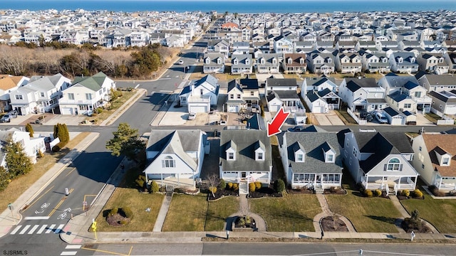 aerial view with a residential view