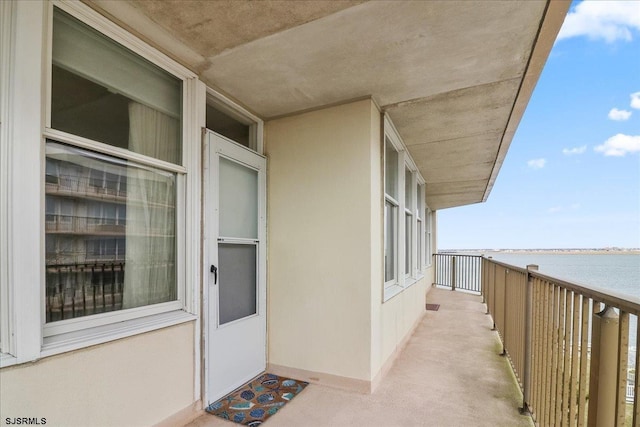 balcony with a water view