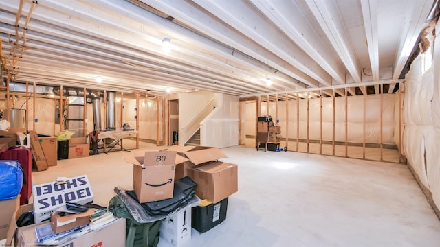 unfinished basement with stairs